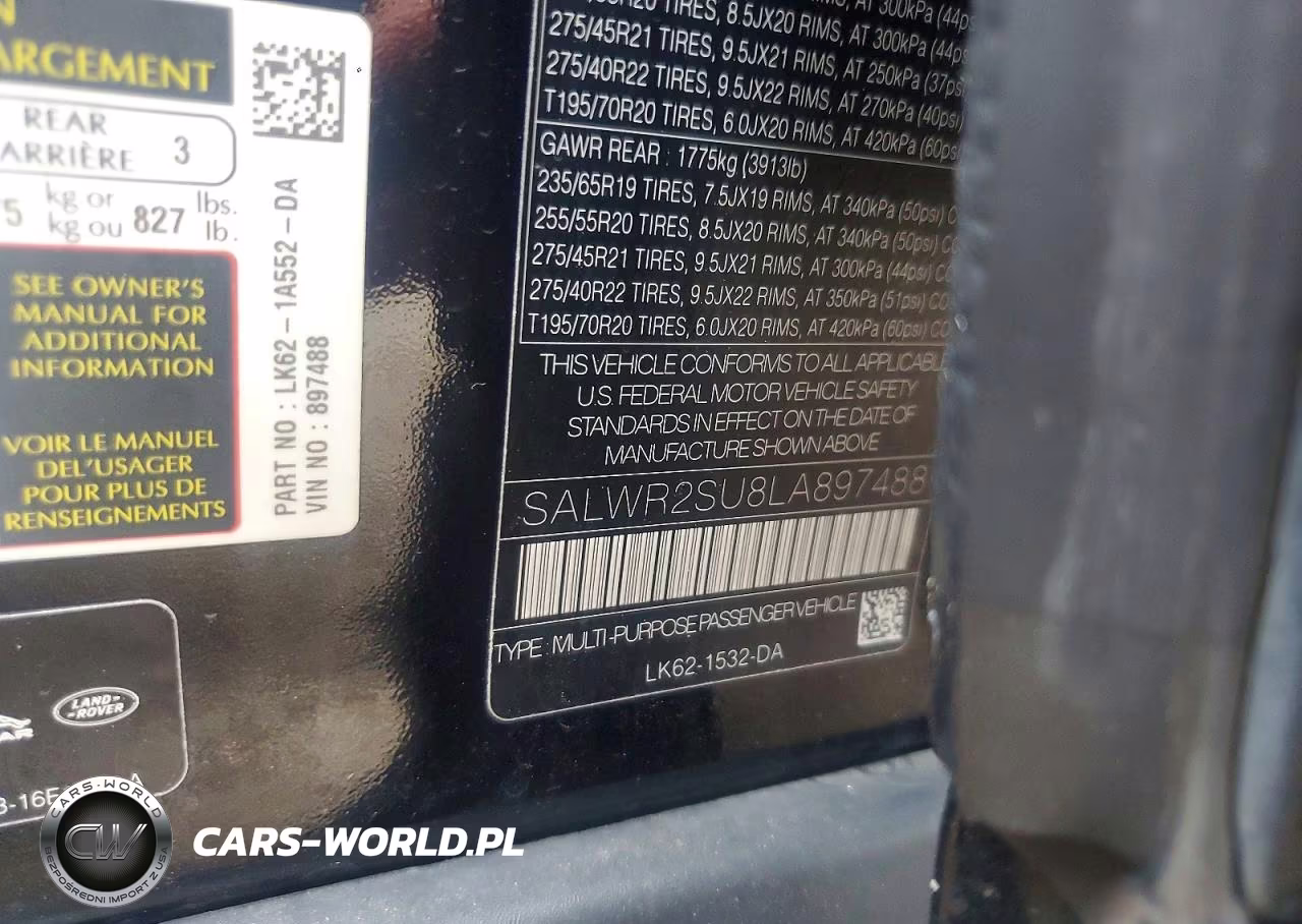 2020 Land Rover Range Rover Sport Hse VIN:SALWR2SU8LA897488 - 13