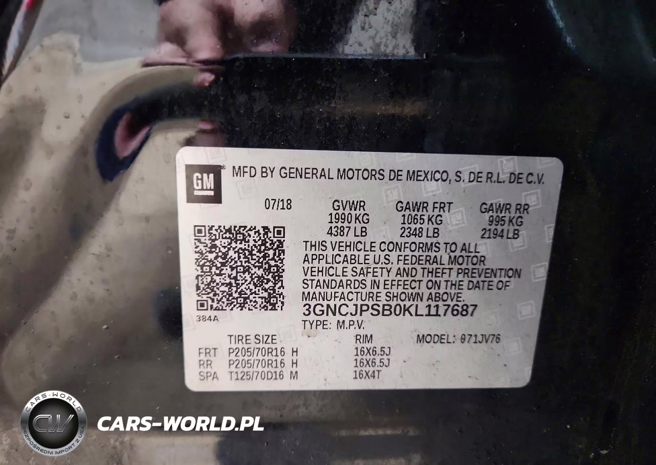 2019 Chevrolet Trax 1Lt VIN:3GNCJPSB0KL117687 - 14