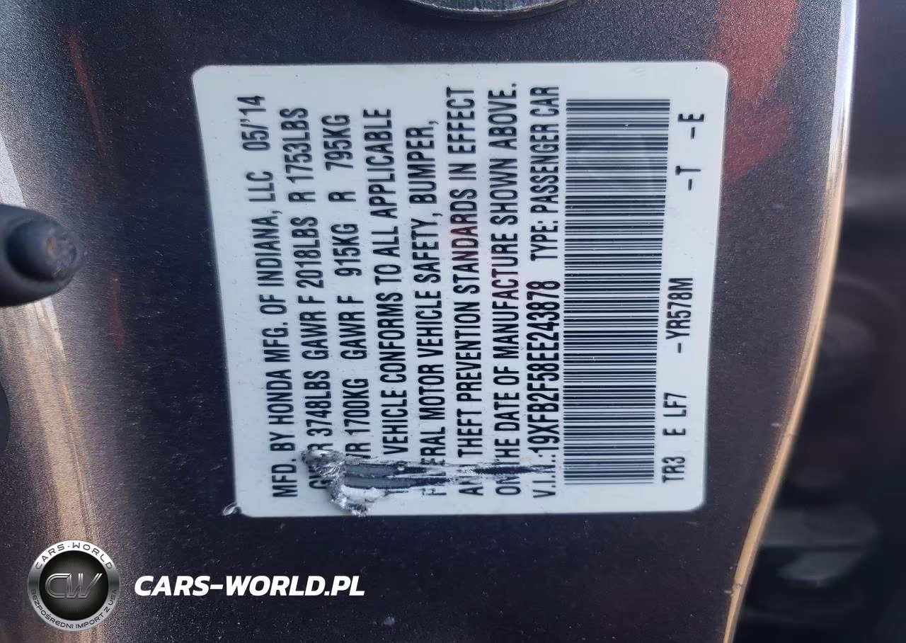 2014 Honda Civic Lx VIN:19XFB2F58EE243878 - 12