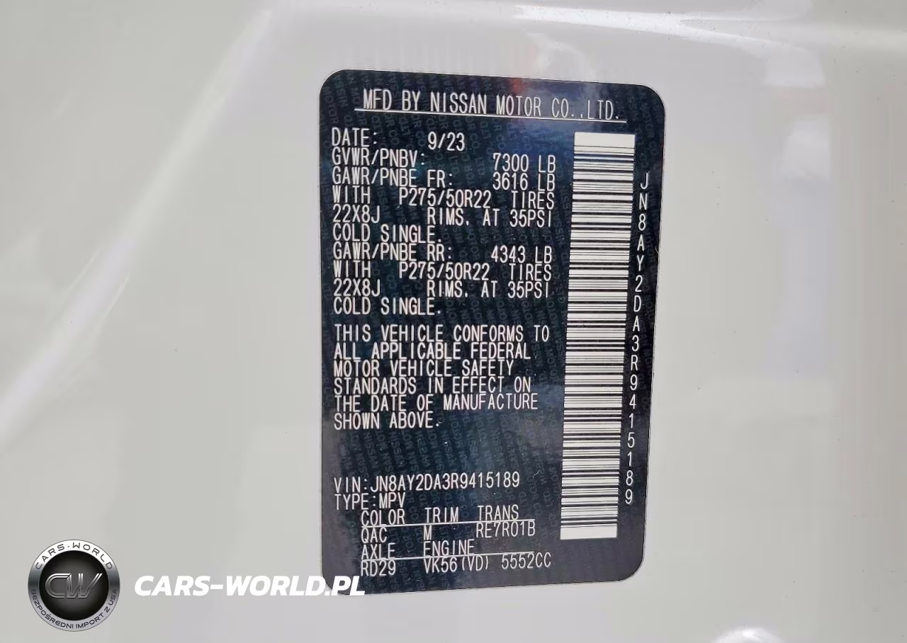 2024 Nissan Armada Platinum VIN:JN8AY2DA3R9415189 - 14