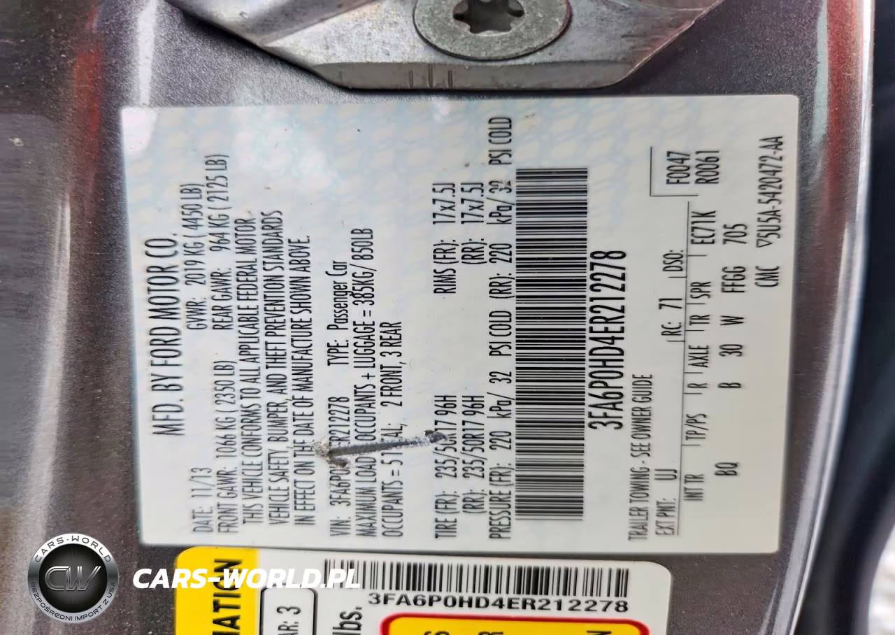 2014 Ford Fusion Se VIN:3FA6P0HD4ER212278 - 12