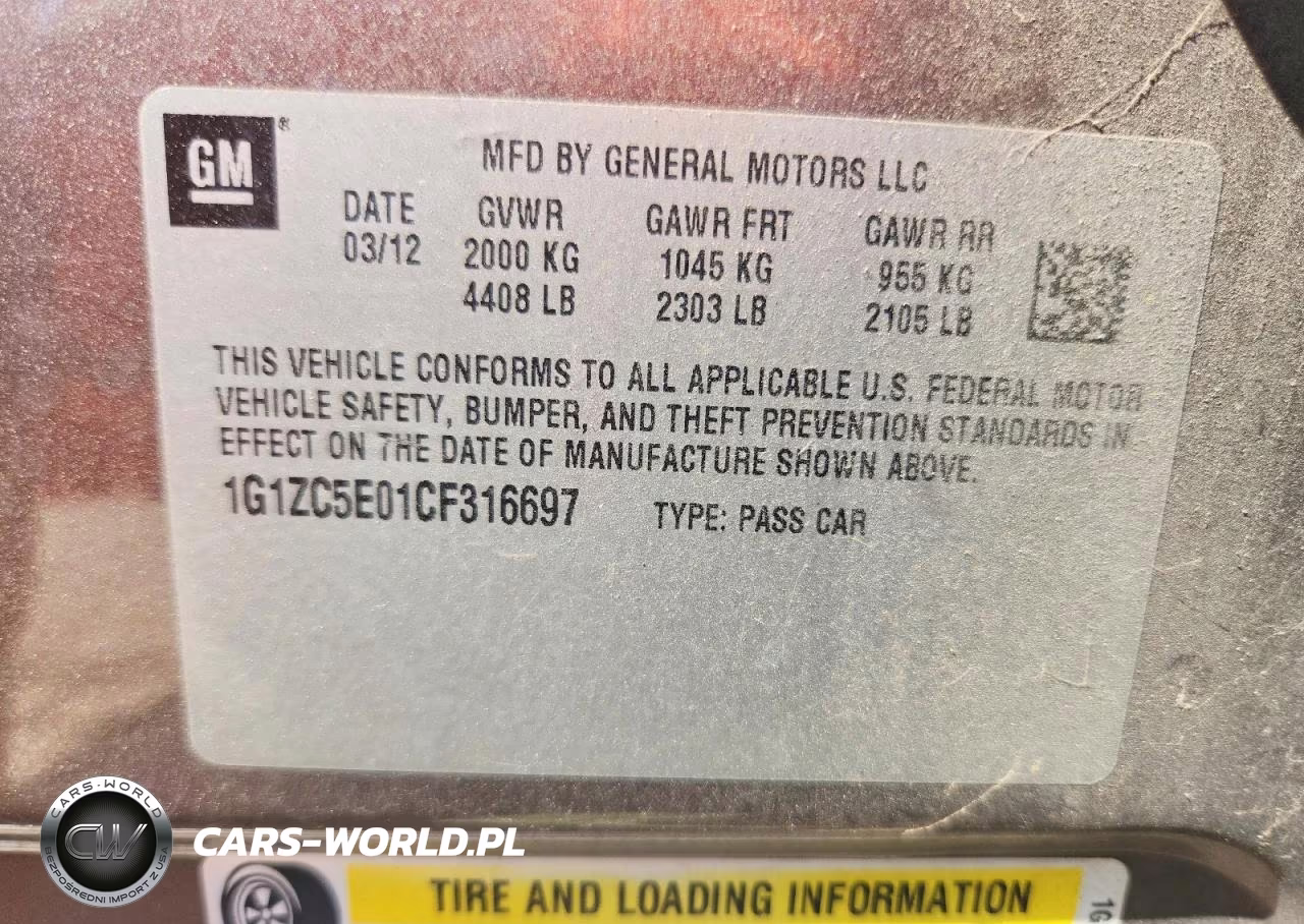 2012 Chev Malibu 1Lt VIN:1G1ZC5E01CF316697 - 12