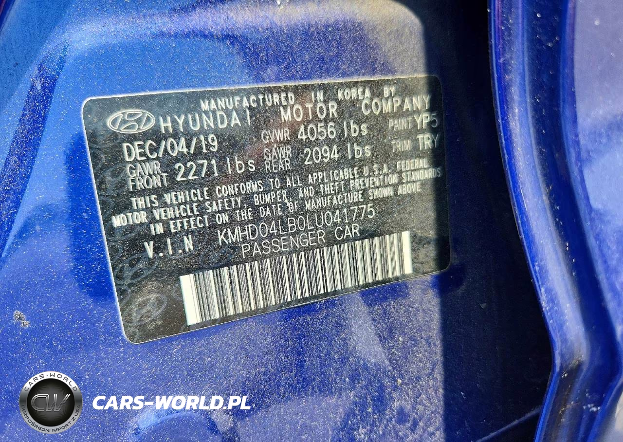 2020 Hyundai Elantra Sport VIN:KMHD04LB0LU041775 - 12