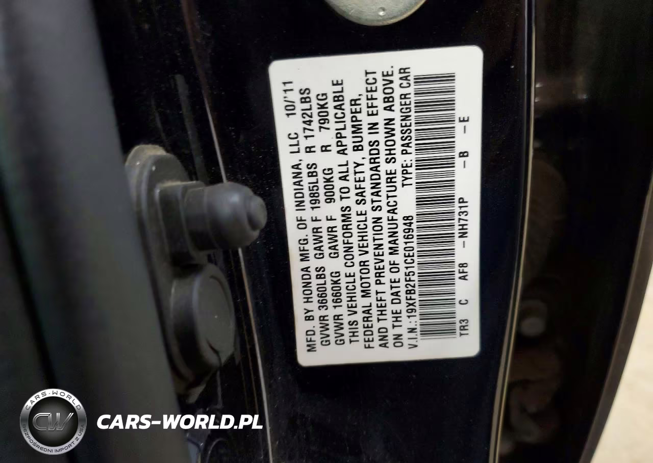 2012 Honda Civic Lx VIN:19XFB2F51CE016948 - 12