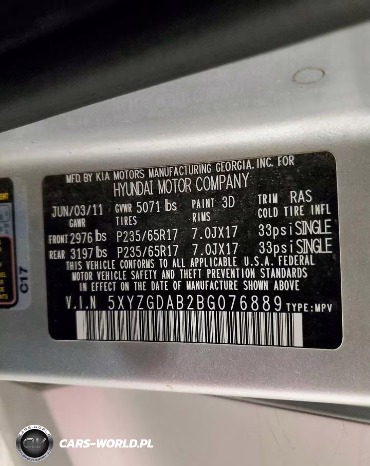 2011 Hyundai Santa Fe Gls VIN:5XYZGDAB2BG076889 - 13