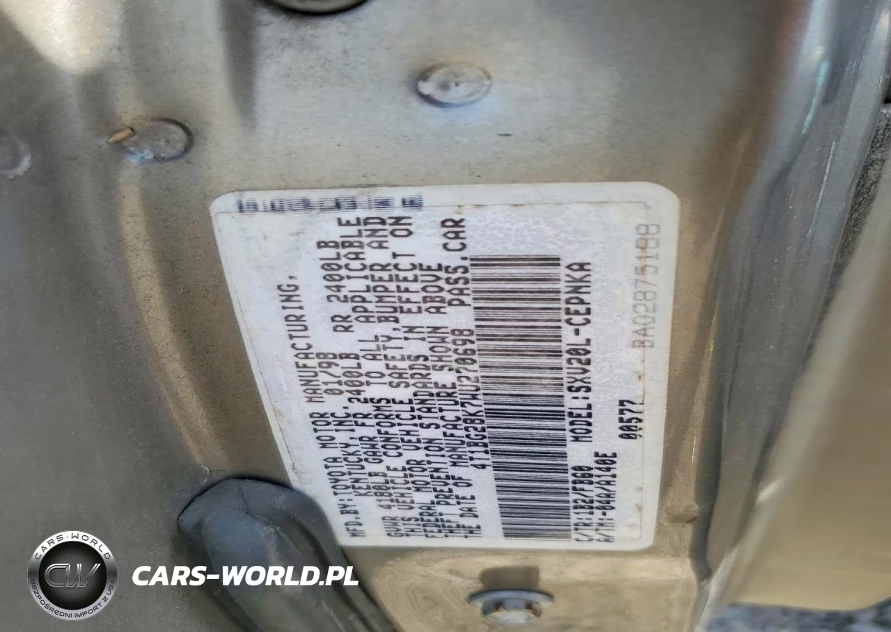 1998 Toyota Camry Le VIN:4T1BG28K7WU270698 - 12