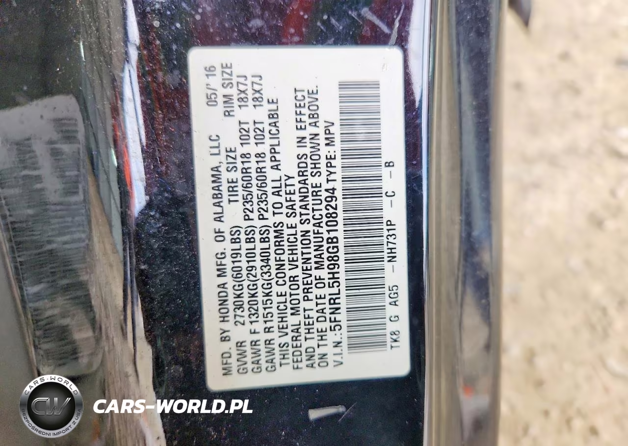2016 Honda Odyssey Touring VIN:5FNRL5H98GB108294 - 13