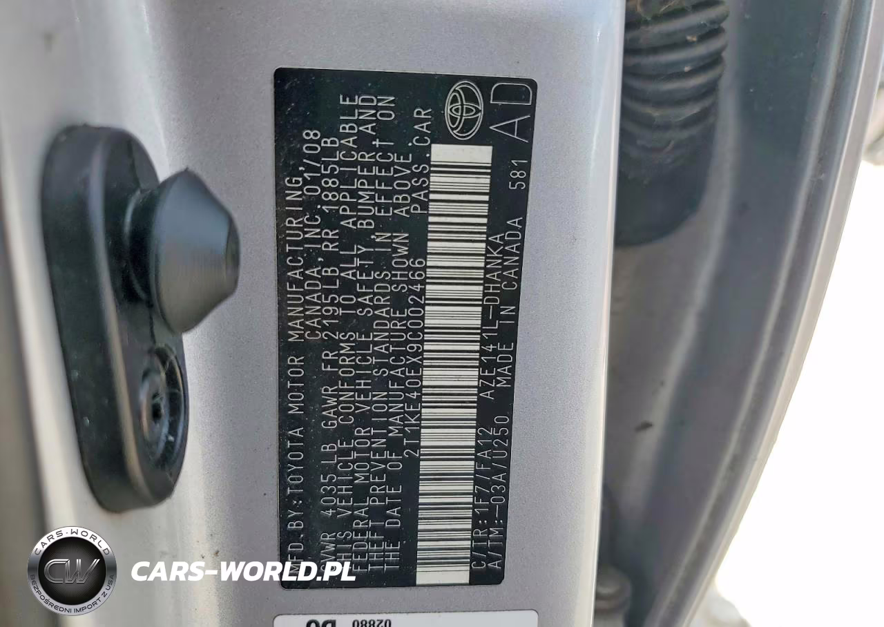 2009 Toyota Corolla Matrix S VIN:2T1KE40EX9C002466 - 12