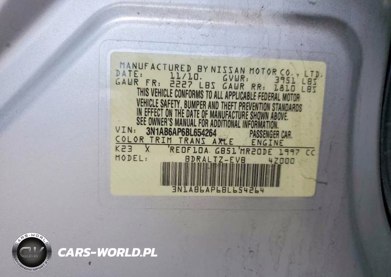 2011 Nissan Sentra 2.0 VIN:3N1AB6AP6BL654264 - 13