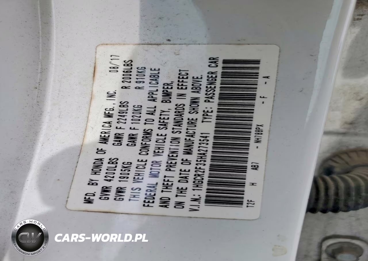 2017 Honda Accord Lx VIN:1HGCR2F35HA273541 - 12