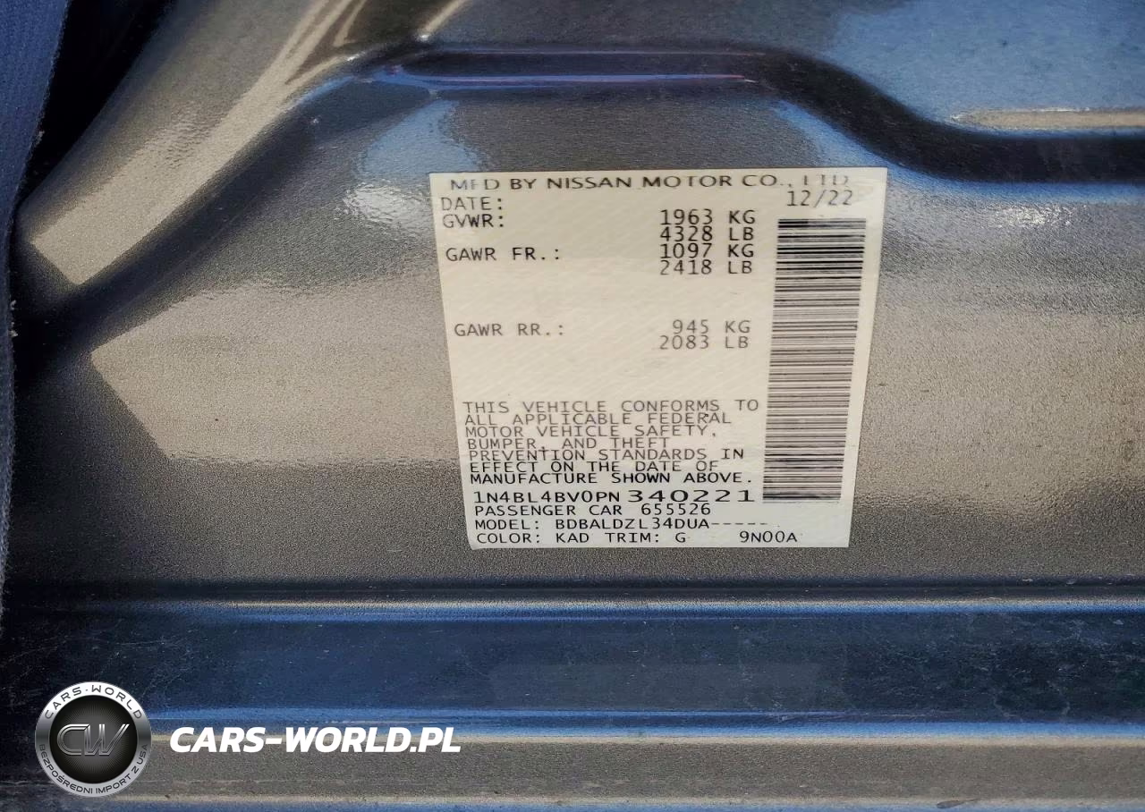 2023 Nissan Altima S VIN:1N4BL4BV0PN340221 - 12