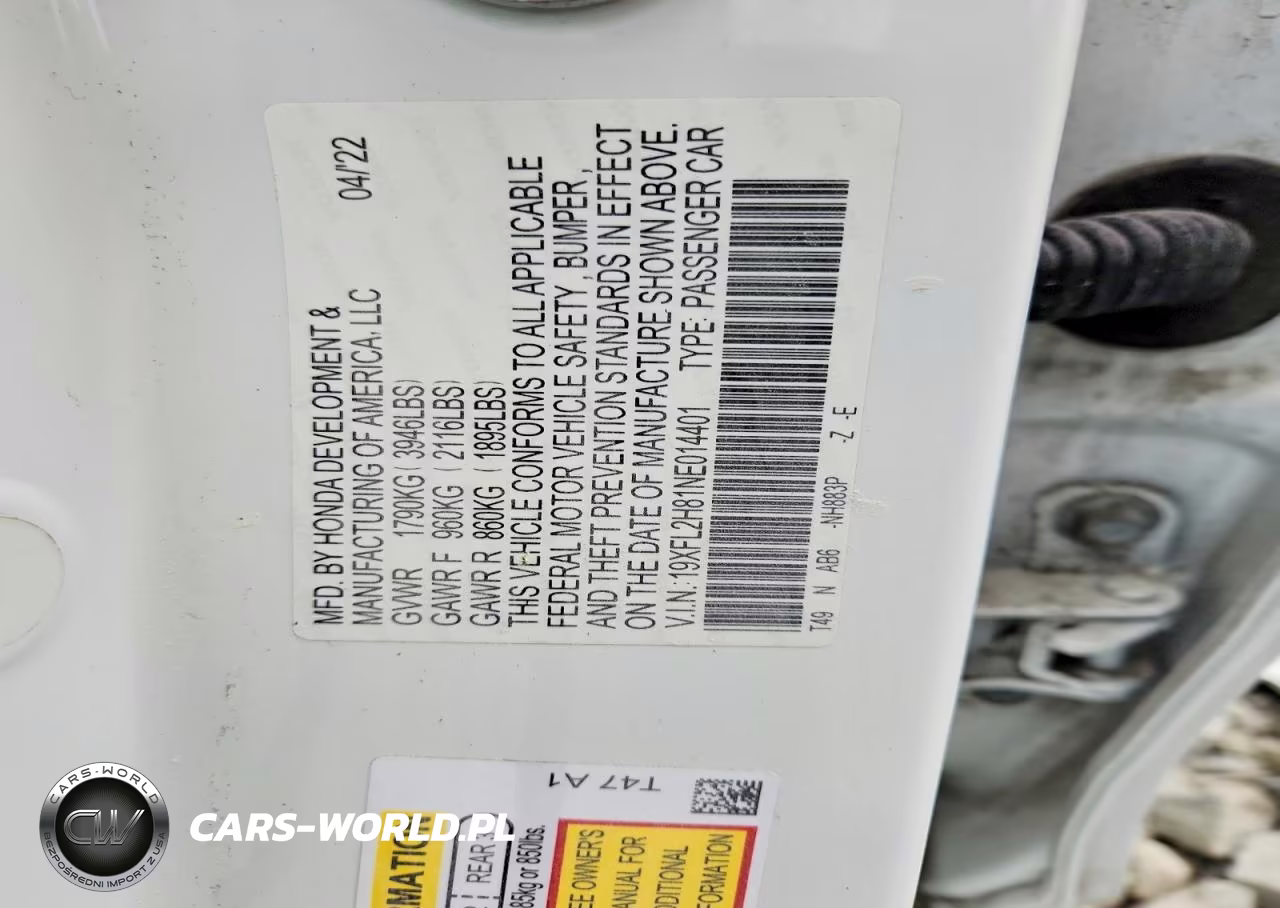 2022 Honda Civic Sport VIN:19XFL2H81NE014401 - 12