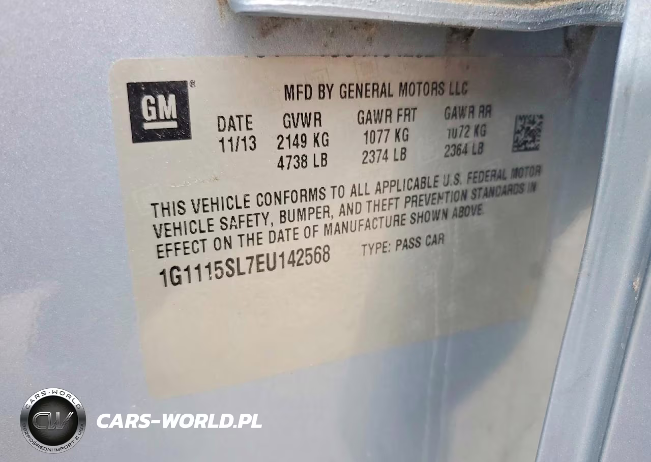 2014 Chevrolet Impala Lt VIN:1G1115SL7EU142568 - 12