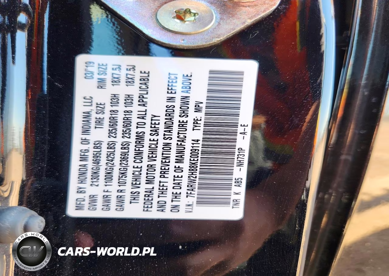 2019 Honda Cr-V Exl VIN:7FARW2H88KE009114 - 13