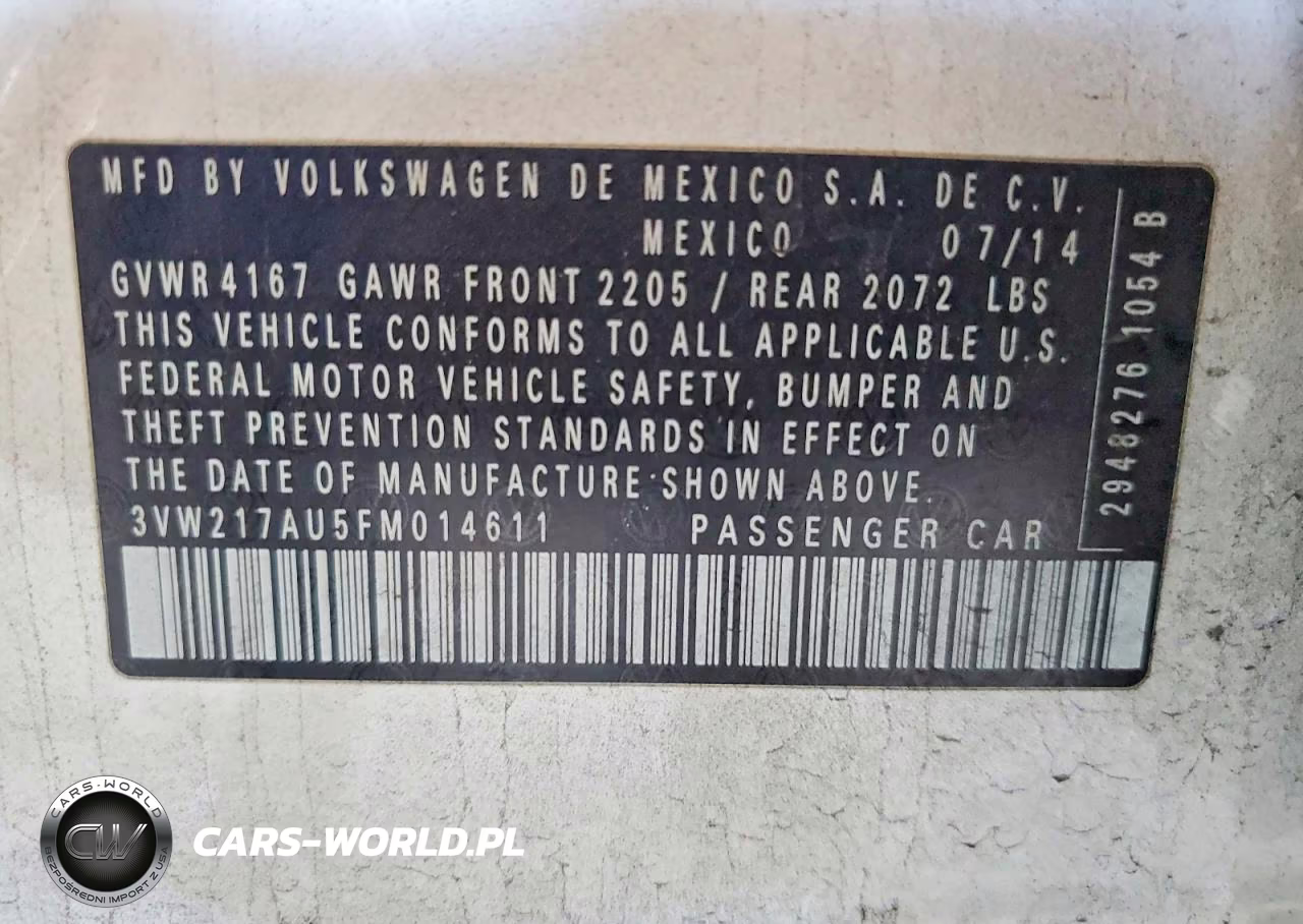 2015 Volkswagen Golf VIN:3VW217AU5FM014611 - 12