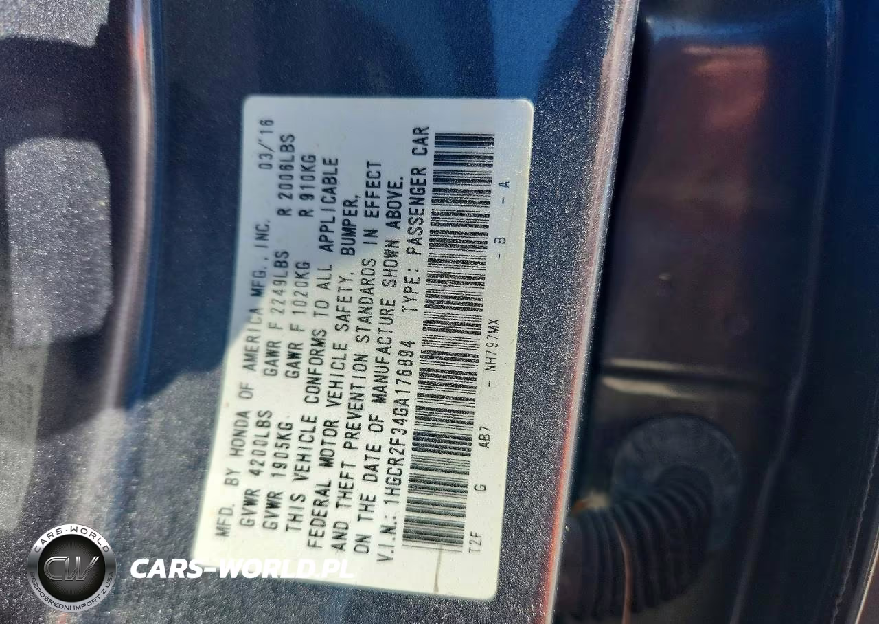 2016 Honda Accord Lx VIN:1HGCR2F34GA176894 - 12