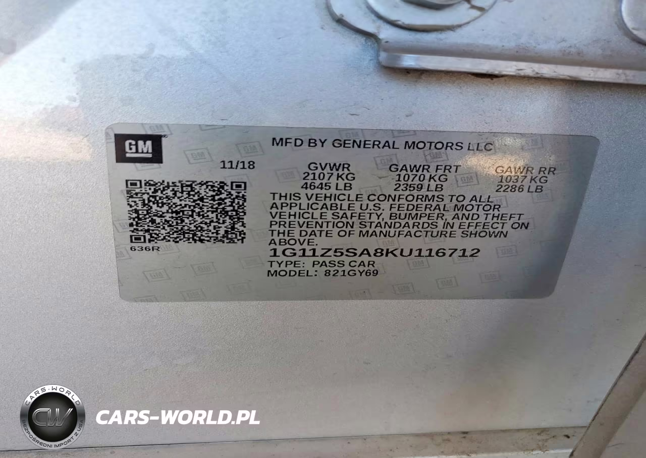 2019 Chevrolet Impala Lt VIN:1G11Z5SA8KU116712 - 13