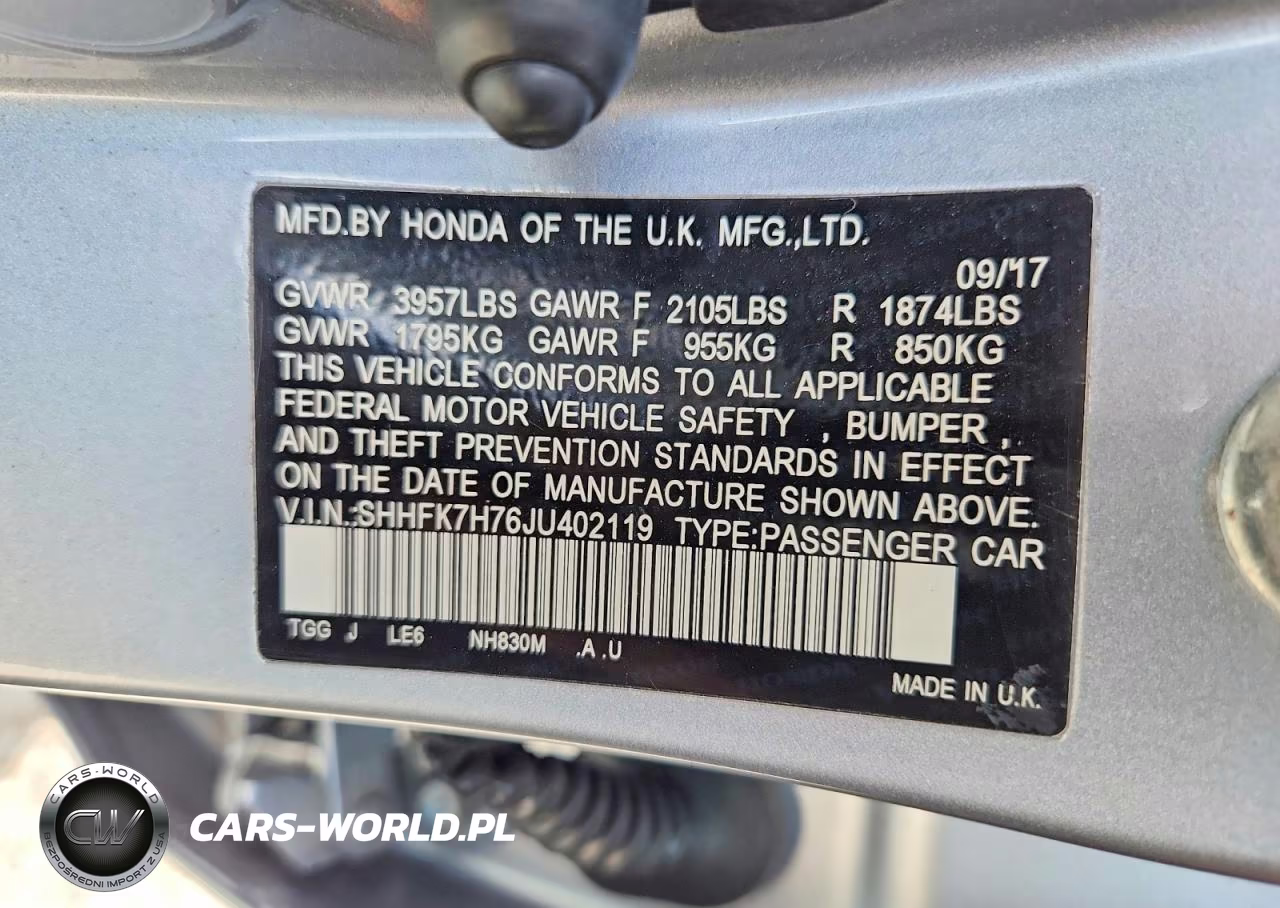 2018 Honda Civic Exl VIN:SHHFK7H76JU402119 - 12