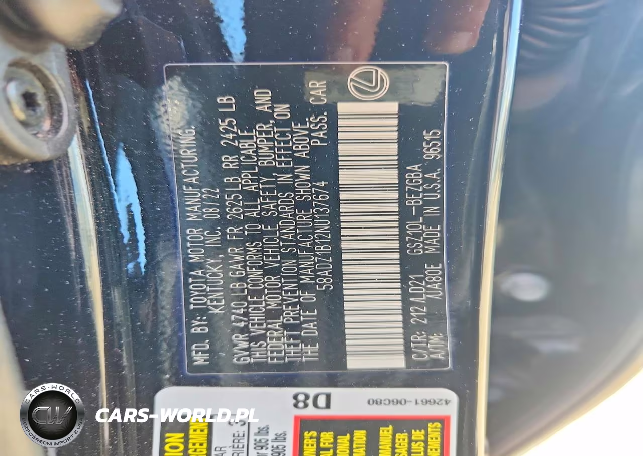 2022 Lexus Es 350 Base VIN:58ADZ1B12NU137674 - 12