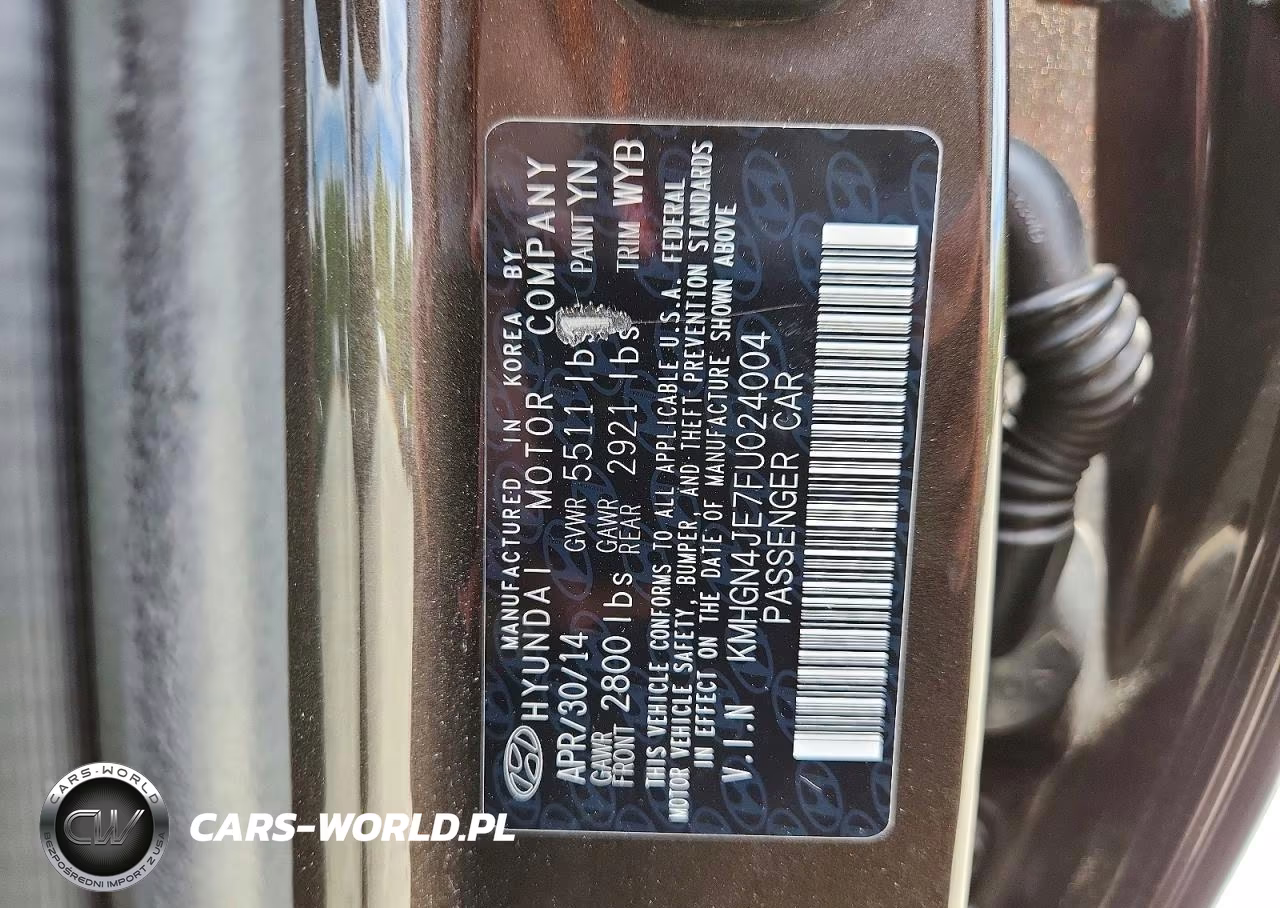 2015 Hyundai Genesis 3.8L VIN:KMHGN4JE7FU024004 - 12
