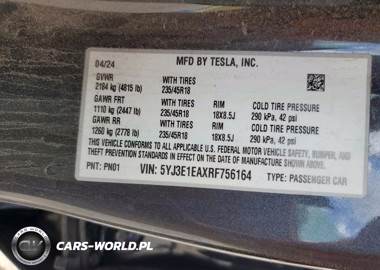 2024 Tesla Model 3 VIN:5YJ3E1EAXRF756164 - 12