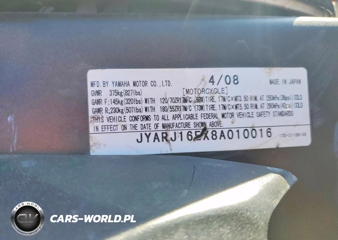 2008 Yamaha Yzfr6 VIN:JYARJ16EX8A010016 - 9
