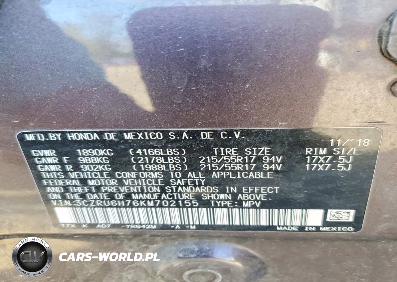 2019 Honda Hr-V Exl VIN:3CZRU6H76KM702155 - 14