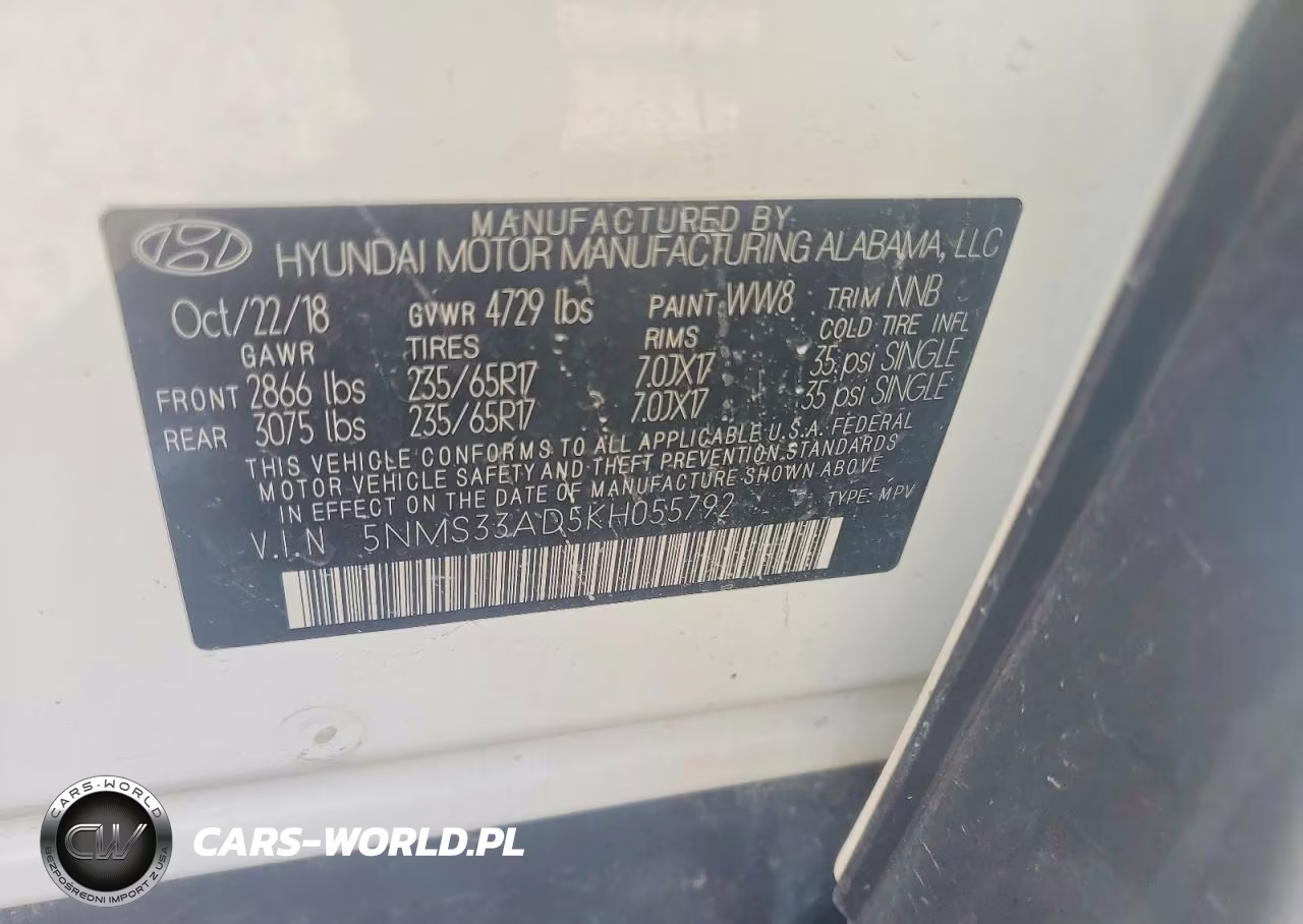 2019 Hyundai Santa Fe VIN:5NMS33AD5KH055792 - 13