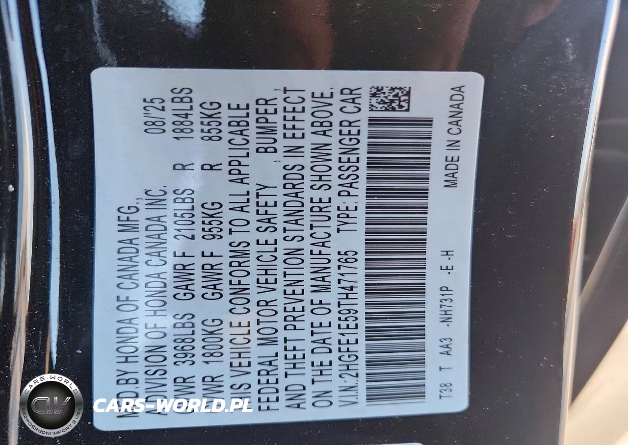 2026 Honda Civic Si VIN:2HGFE1E59TH471765 - 12