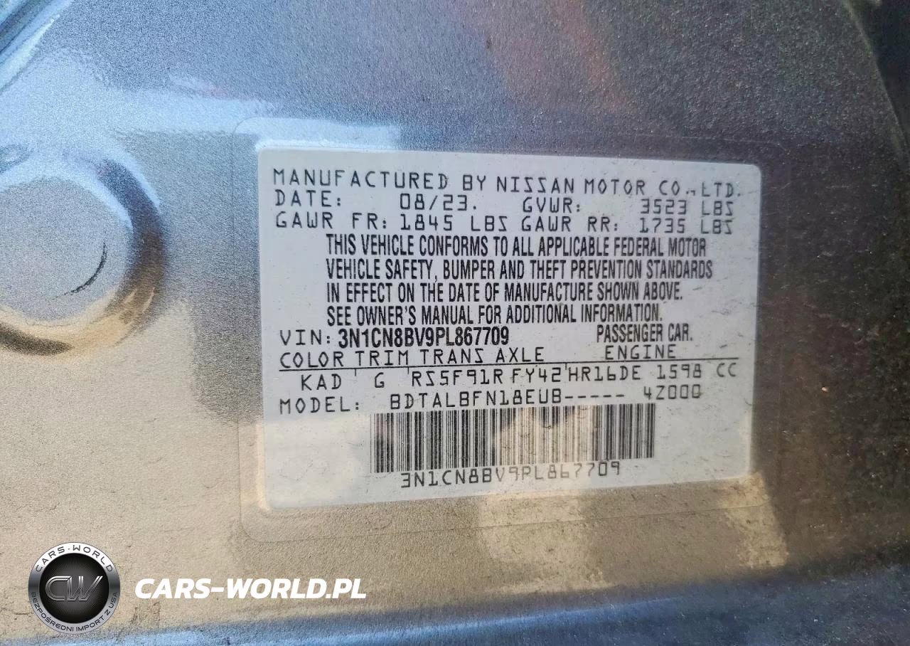 2023 Nissan Versa S VIN:3N1CN8BV9PL867709 - 12