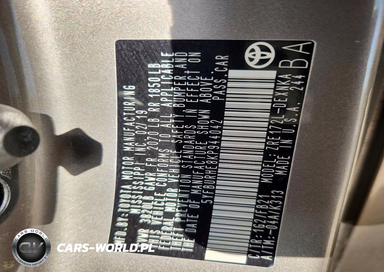 2019 Toyota Corolla Le VIN:5YFBURHE8KP944042 - 12