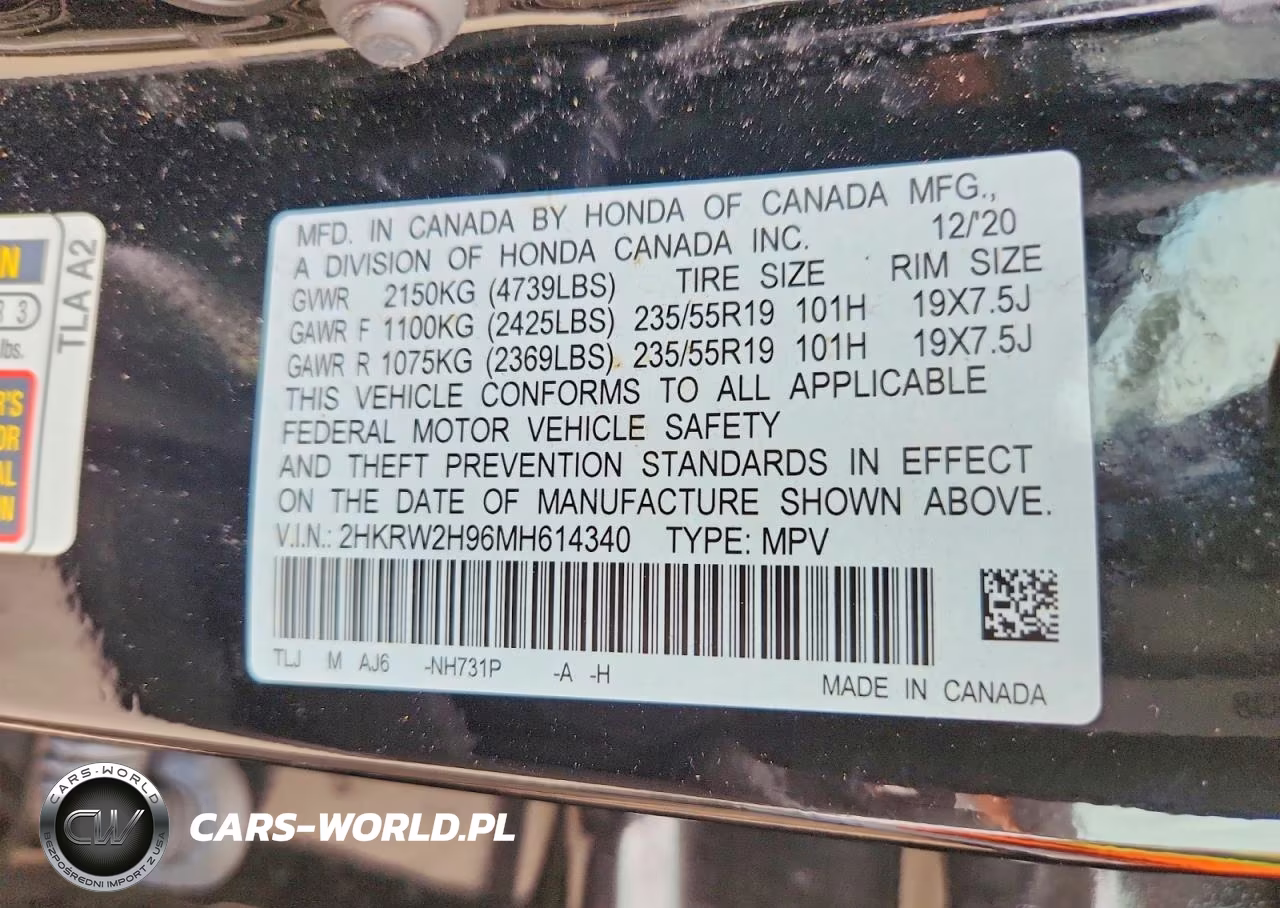 2021 Honda Cr-V Touring VIN:2HKRW2H96MH614340 - 13