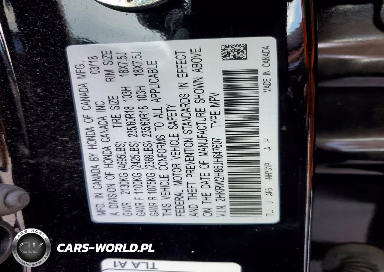 2018 Honda Cr-V Exl VIN:2HKRW2H85JH647607 - 14