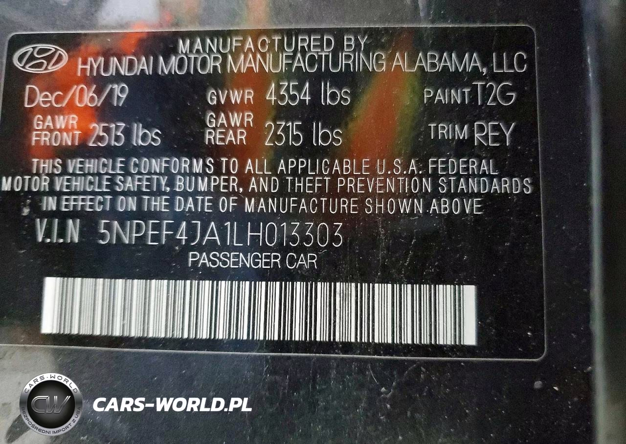 2020 Hyundai Sonata Sel VIN:5NPEF4JA1LH013303 - 12