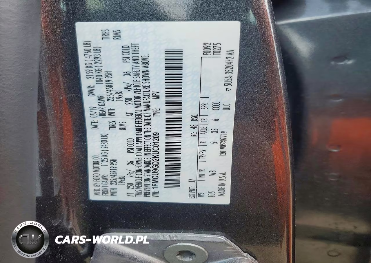 2019 Ford Escape Se VIN:1FMCU9GD2KUC01209 - 13