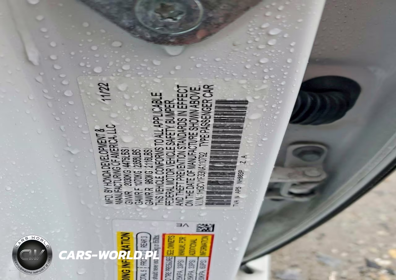 2022 Honda Accord Sport VIN:1HGCV1F33NA110792 - 13