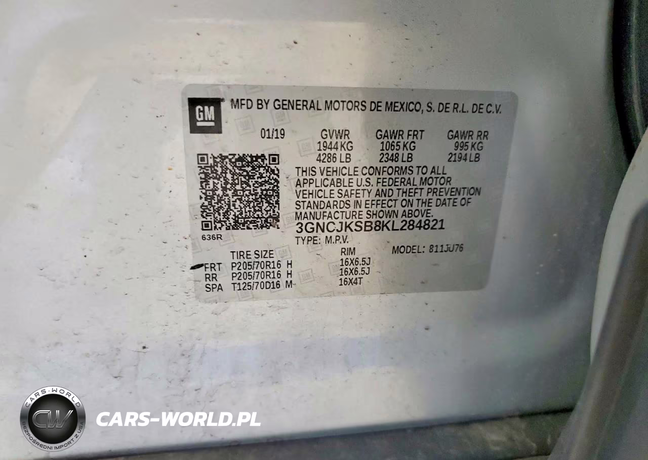 2019 Chevrolet Trax Ls VIN:3GNCJKSB8KL284821 - 13