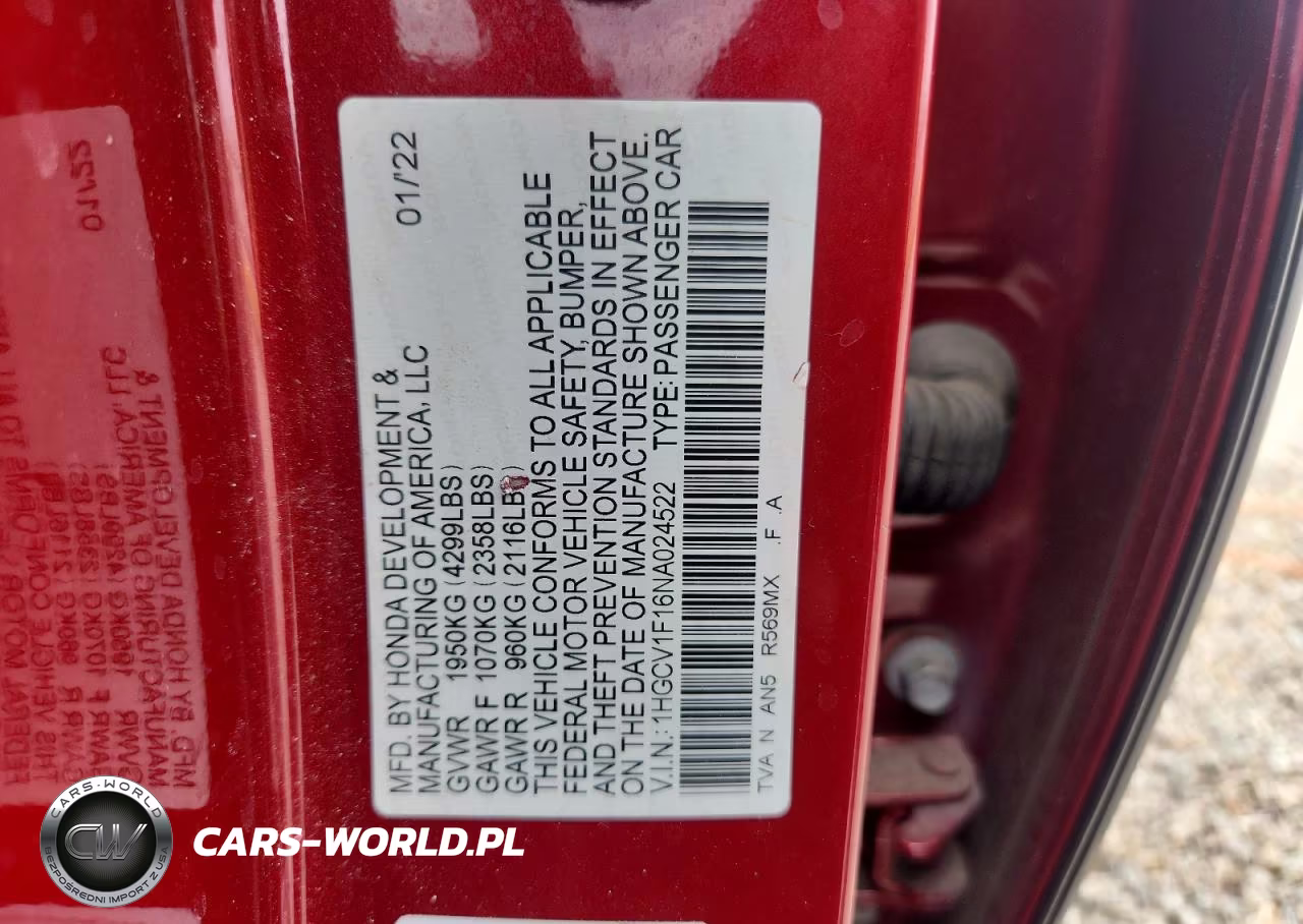 2022 Honda Accord Lx VIN:1HGCV1F16NA024522 - 13