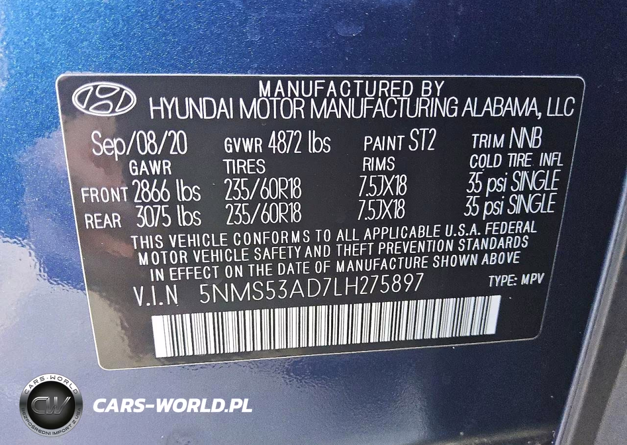 2020 Hyundai Santa Fe Limited VIN:5NMS53AD7LH275897 - 13
