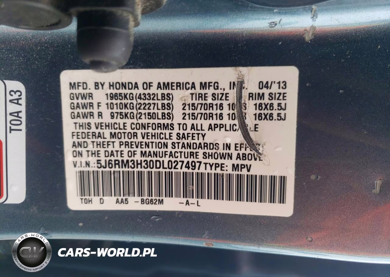 2013 Honda Cr-V Lx VIN:5J6RM3H30DL027497 - 13