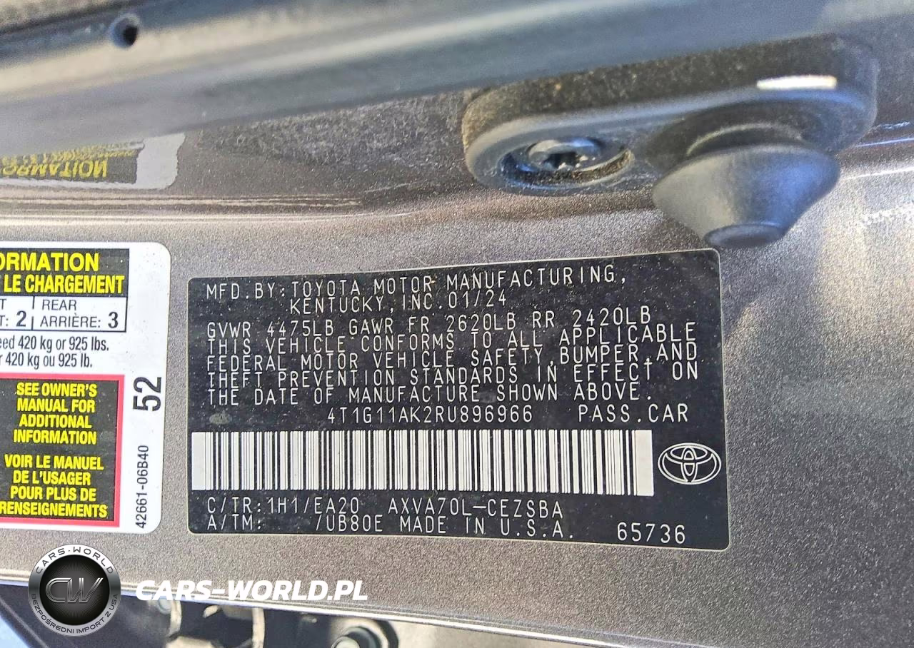 2024 Toyota Camry Se VIN:4T1G11AK2RU896966 - 12