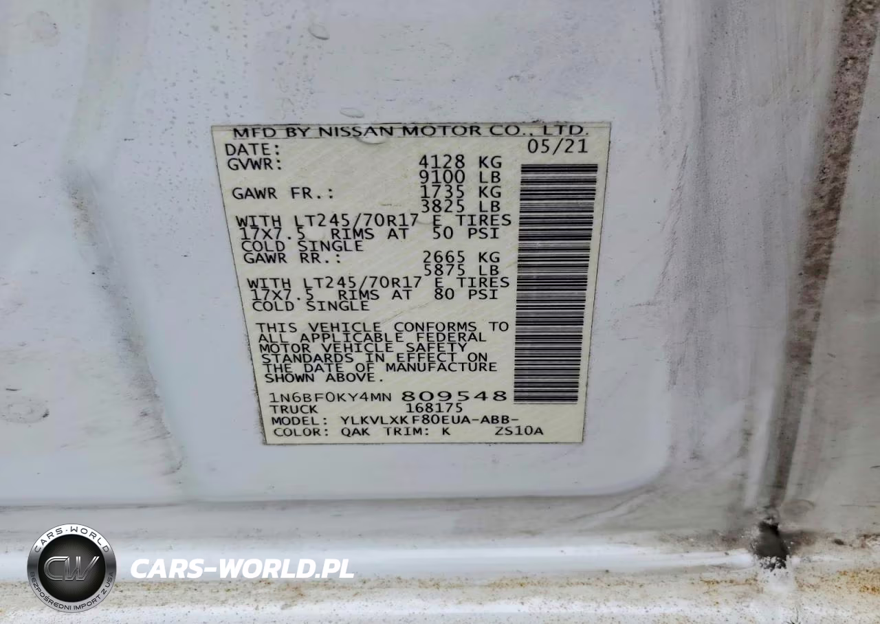 2021 Nissan Nv 2500 Hd Sv VIN:1N6BF0KY4MN809548 - 13