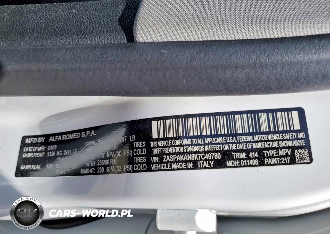 2019 Alfa Romeo Stelvio VIN:ZASPAKAN8K7C49780 - 14