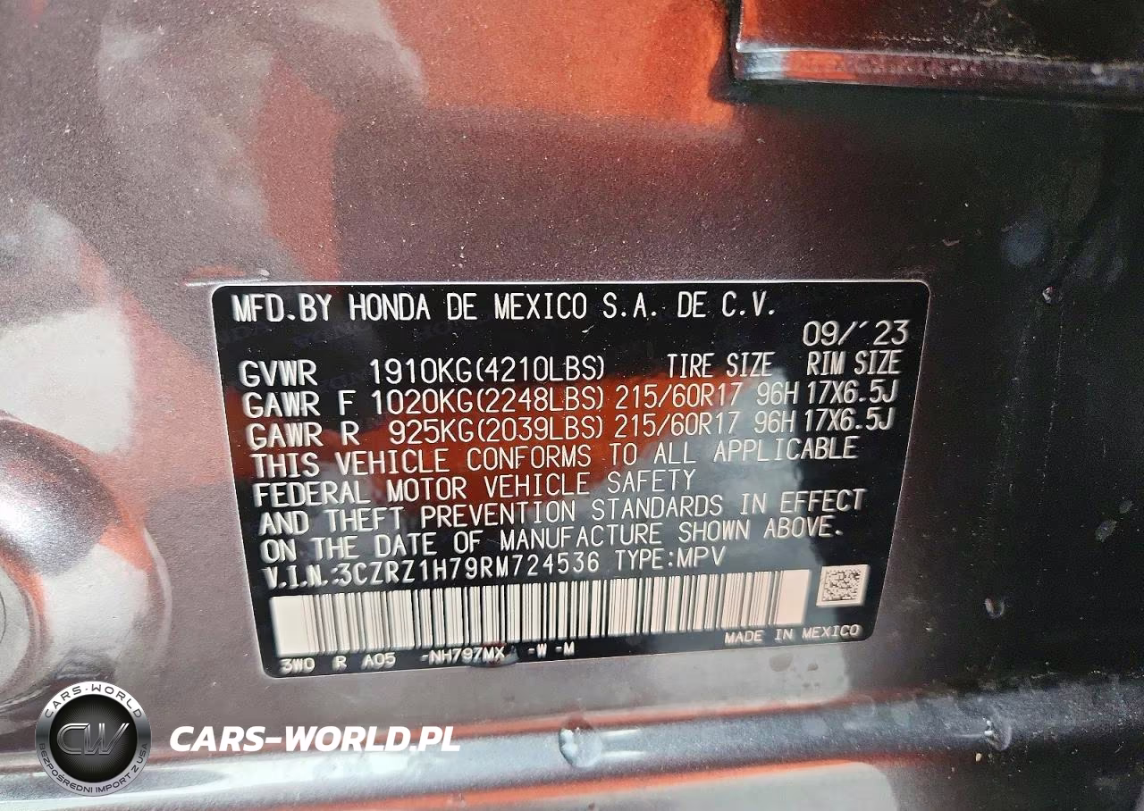 2024 Honda Hr-V Exl VIN:3CZRZ1H79RM724536 - 13