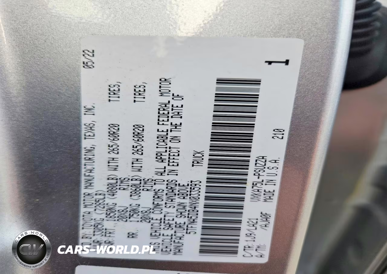 2022 Toyota Tundra Platinum VIN:5TFNA5DB4NX033593 - 12