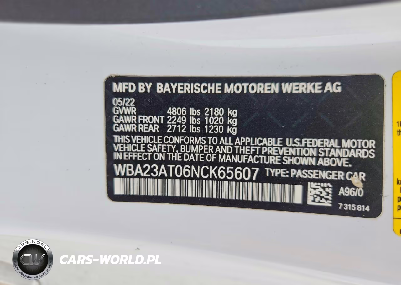 2022 BMW 430I VIN:WBA23AT06NCK65607 - 12