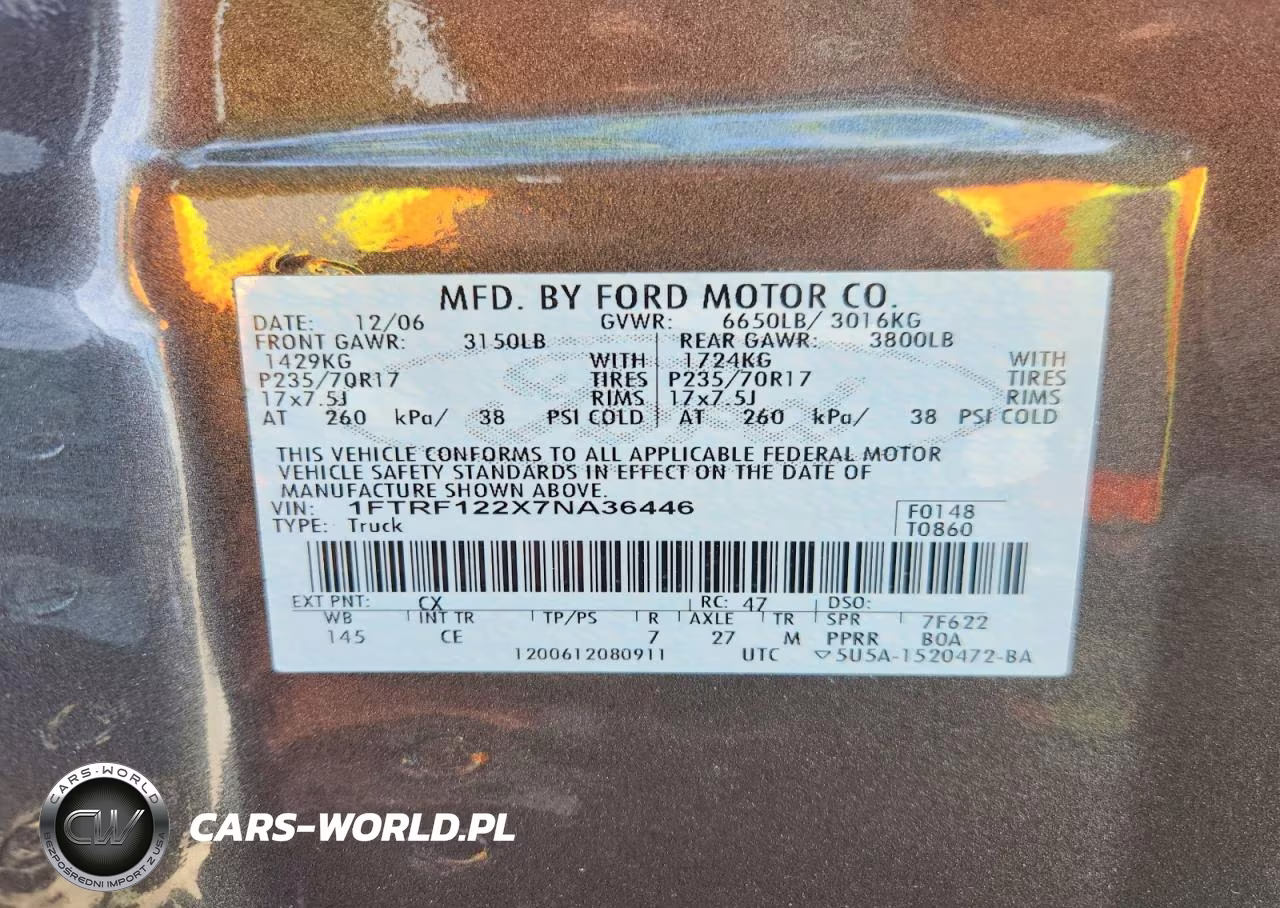 2007 Ford F150 VIN:1FTRF122X7NA36446 - 12