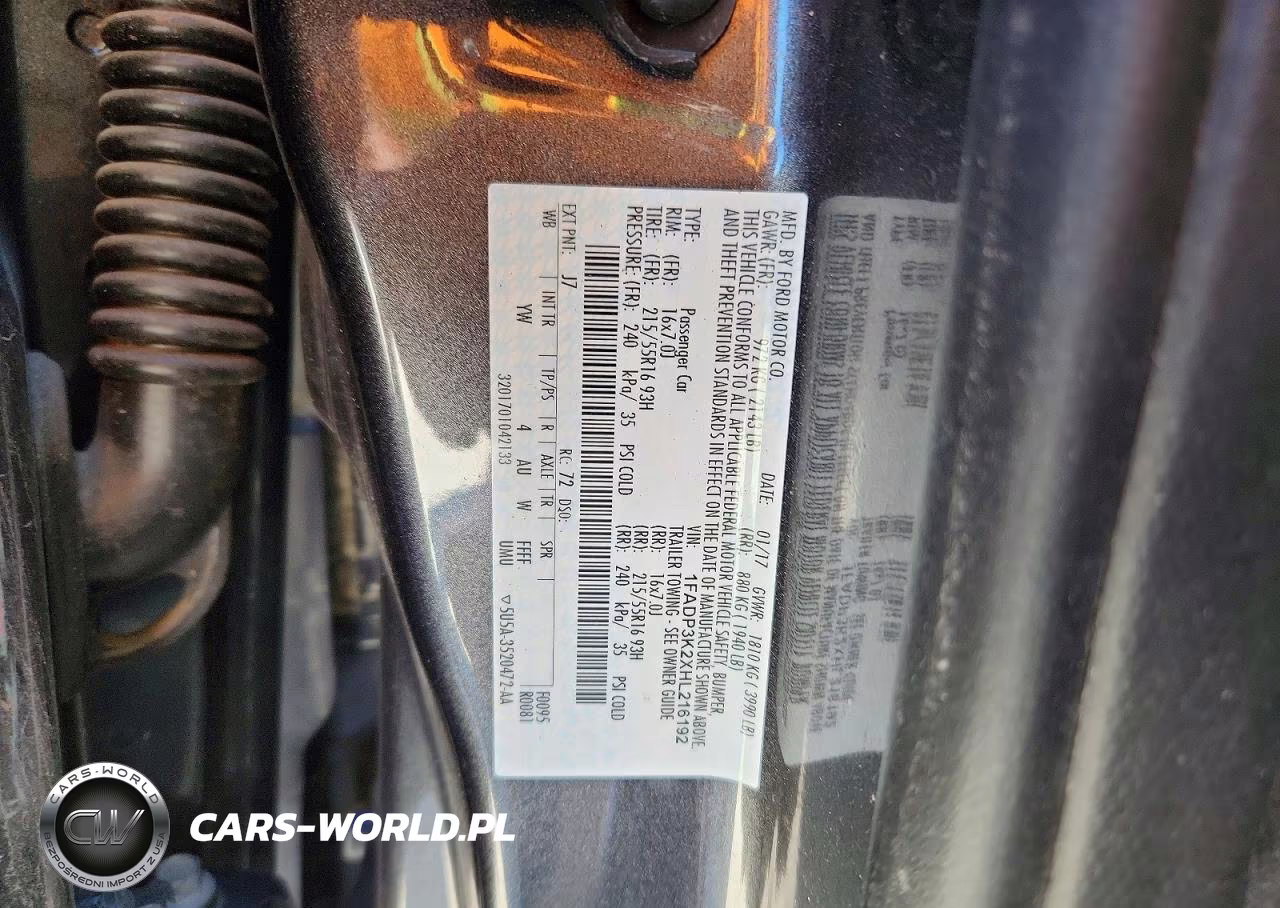2017 Ford Focus Se VIN:1FADP3K2XHL216192 - 12