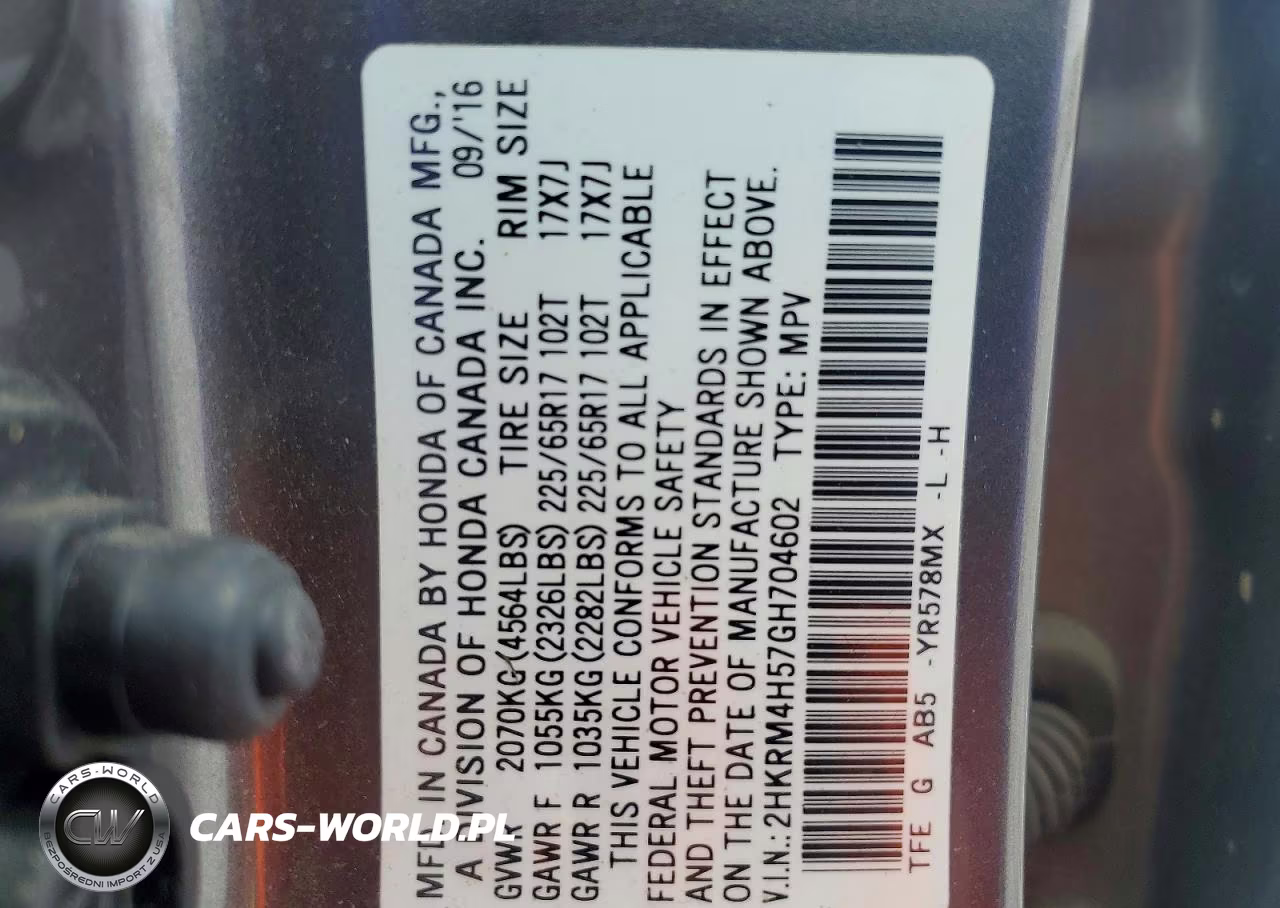 2016 Honda Cr-V Ex VIN:2HKRM4H57GH704602 - 14