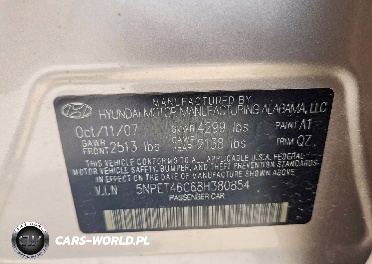 2008 Hyundai Sonata Gls VIN:5NPET46C68H380854 - 12
